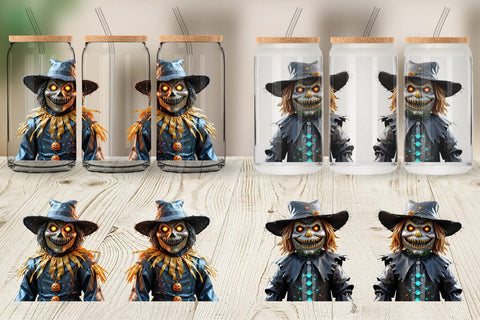 Glass Can Wrap 3D Haunted Scarecrow Sublimation artnoy 
