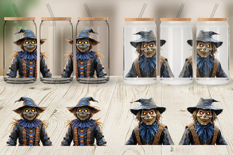 Glass Can Wrap 3D Haunted Scarecrow Sublimation artnoy 