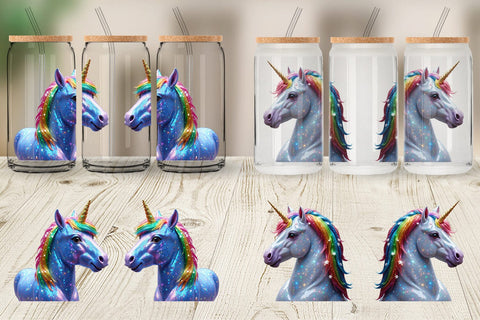 Glass Can Wrap 3D Holiday Unicorn Sublimation artnoy 