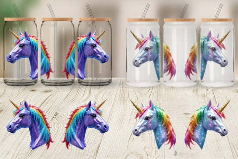 Glass Can Wrap 3D Holiday Unicorn Sublimation artnoy 