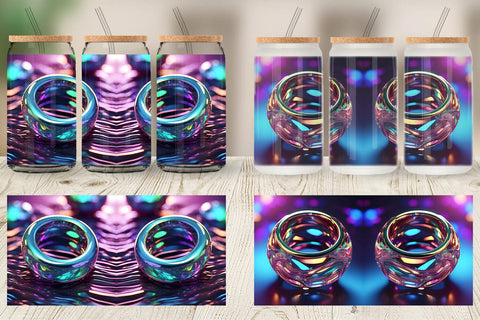 Glass Can Wrap 3D Holographic Shape Sublimation artnoy 
