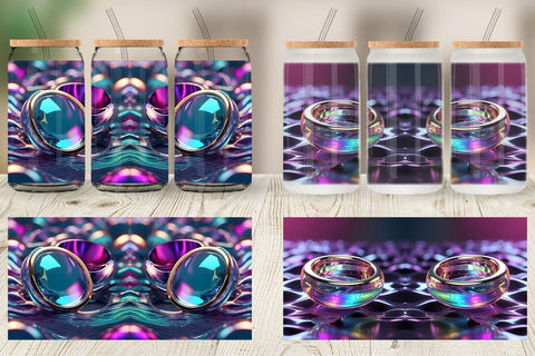 Glass Can Wrap 3D Holographic Shape Sublimation artnoy 
