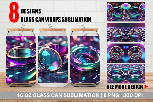 Glass Can Wrap 3D Holographic Shape Sublimation artnoy 