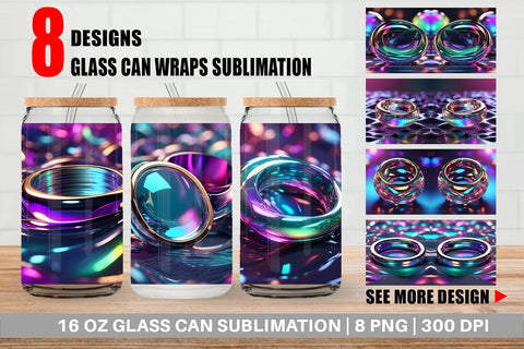 Glass Can Wrap 3D Holographic Shape Sublimation artnoy 