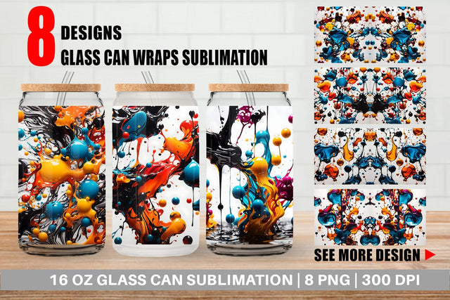 Glass Can Wrap 3D Ink Liquid Sublimation artnoy 
