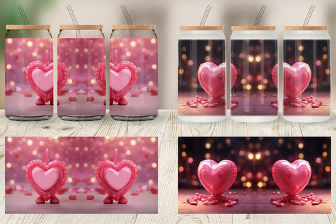 Glass Can Wrap 3D Love Valentine Sublimation artnoy 