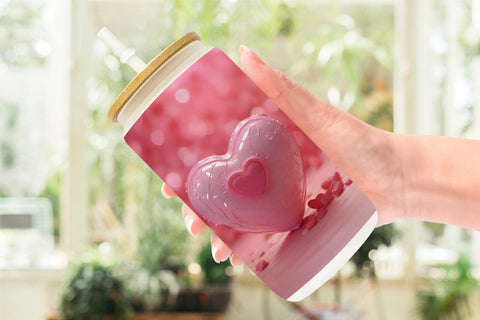 Glass Can Wrap 3D Love Valentine Sublimation artnoy 