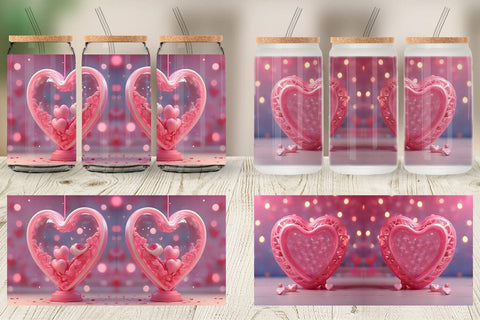 Glass Can Wrap 3D Love Valentine Sublimation artnoy 