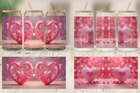 Glass Can Wrap 3D Love Valentine Sublimation artnoy 