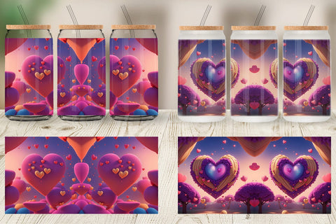 Glass Can Wrap 3D Love Vibrant Sublimation artnoy 