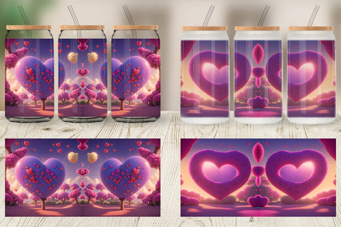 Glass Can Wrap 3D Love Vibrant Sublimation artnoy 
