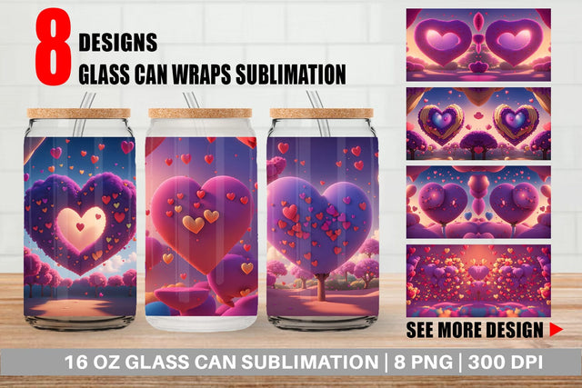 Glass Can Wrap 3D Love Vibrant Sublimation artnoy 