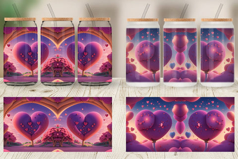 Glass Can Wrap 3D Love Vibrant Sublimation artnoy 