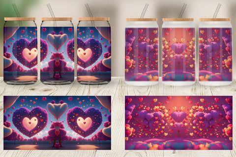 Glass Can Wrap 3D Love Vibrant Sublimation artnoy 