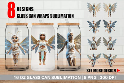 Glass Can Wrap 3D Mummy Fairy Sublimation artnoy 