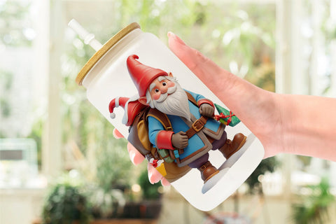 Glass Can Wrap 3D Nordic Gnome Sublimation artnoy 