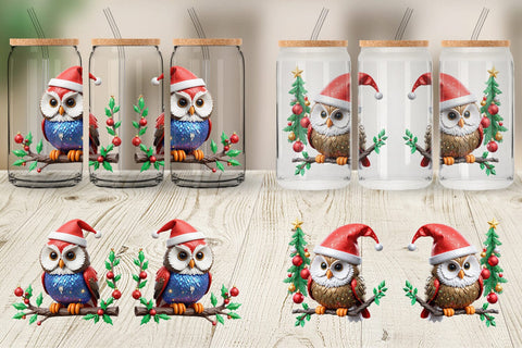 Glass Can Wrap 3D Owl Sublimation artnoy 