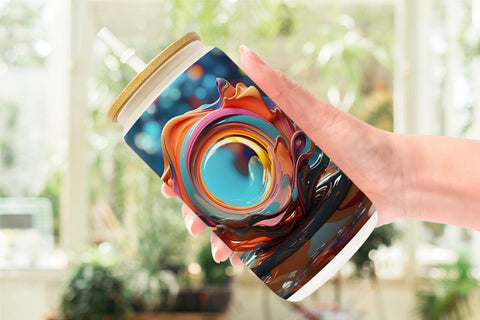 Glass Can Wrap 3D Paint Swirling Colorful Sublimation artnoy 
