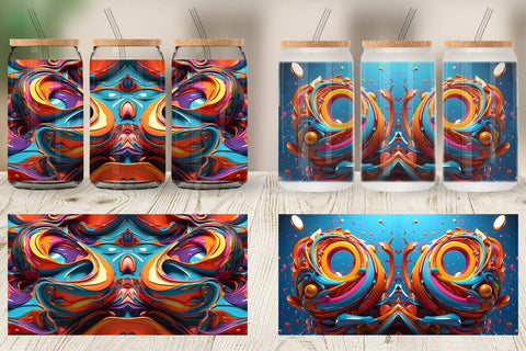 Glass Can Wrap 3D Paint Swirling Colorful Sublimation artnoy 