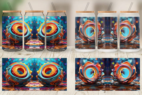 Glass Can Wrap 3D Paint Swirling Colorful Sublimation artnoy 