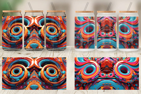 Glass Can Wrap 3D Paint Swirling Colorful Sublimation artnoy 