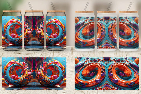 Glass Can Wrap 3D Paint Swirling Colorful Sublimation artnoy 