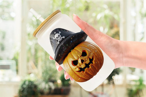 Glass Can Wrap 3D Pumpkin Pirate Sublimation artnoy 