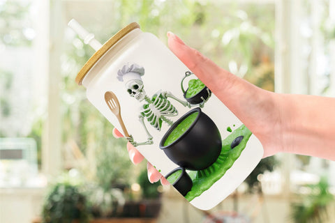 Glass Can Wrap 3D Skeleton Chef Sublimation artnoy 