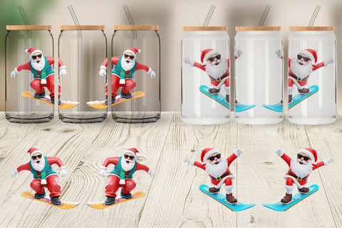 Glass Can Wrap 3D Snowboard Santa Sublimation artnoy 