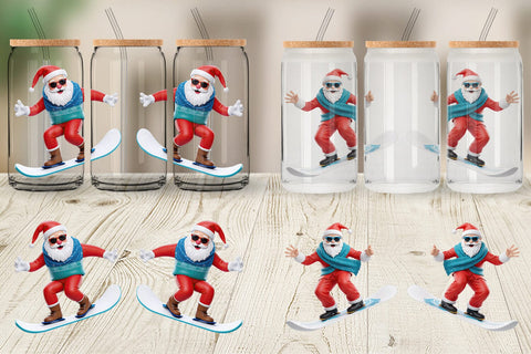 Glass Can Wrap 3D Snowboard Santa Sublimation artnoy 