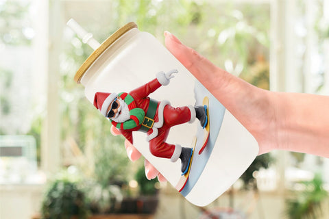 Glass Can Wrap 3D Snowboard Santa Sublimation artnoy 