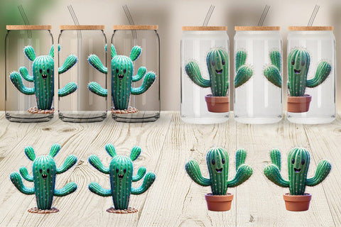 Glass Can Wrap 3D Spooky Cactus Sublimation artnoy 