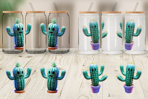 Glass Can Wrap 3D Spooky Cactus Sublimation artnoy 