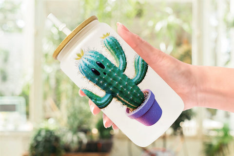 Glass Can Wrap 3D Spooky Cactus Sublimation artnoy 