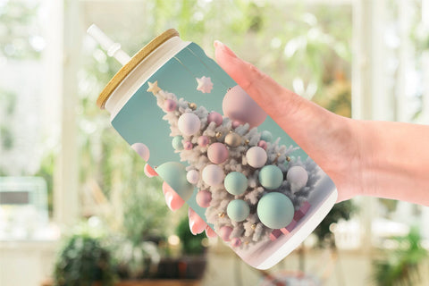 Glass Can Wrap 3D Tree Christmas Pastel Sublimation artnoy 