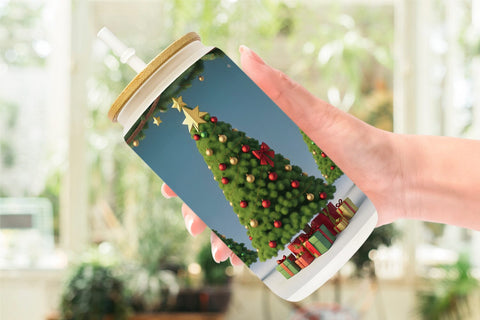 Glass Can Wrap 3D Tree Christmas Sublimation artnoy 