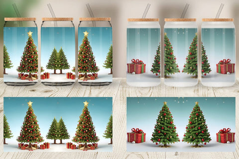 Glass Can Wrap 3D Tree Christmas Sublimation artnoy 