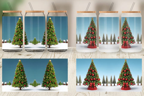 Glass Can Wrap 3D Tree Christmas Sublimation artnoy 