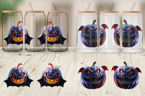 Glass Can Wrap 3D Vampire Pumpkin Sublimation artnoy 