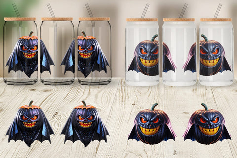 Glass Can Wrap 3D Vampire Pumpkin Sublimation artnoy 