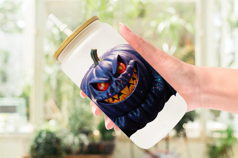 Glass Can Wrap 3D Vampire Pumpkin Sublimation artnoy 