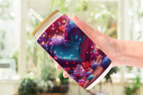 Glass Can Wrap 3D Vibrant Love Sublimation artnoy 