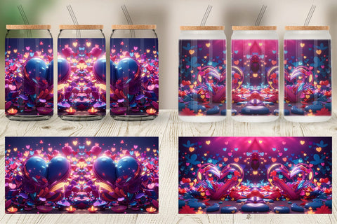 Glass Can Wrap 3D Vibrant Love Sublimation artnoy 