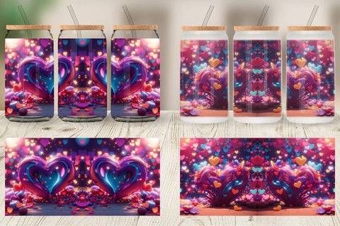 Glass Can Wrap 3D Vibrant Love Sublimation artnoy 