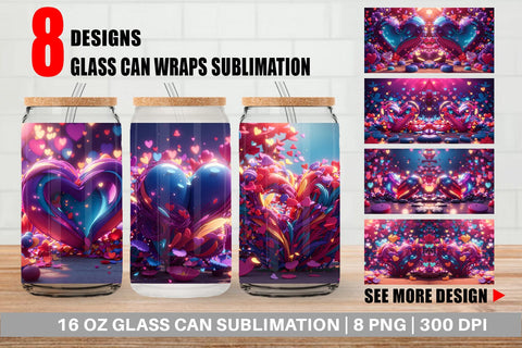 Glass Can Wrap 3D Vibrant Love Sublimation artnoy 