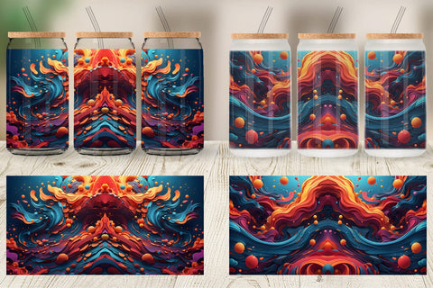 Glass Can Wrap 3D Wave Colorful Sublimation artnoy 