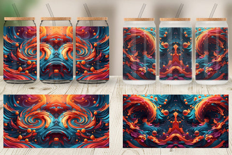 Glass Can Wrap 3D Wave Colorful Sublimation artnoy 