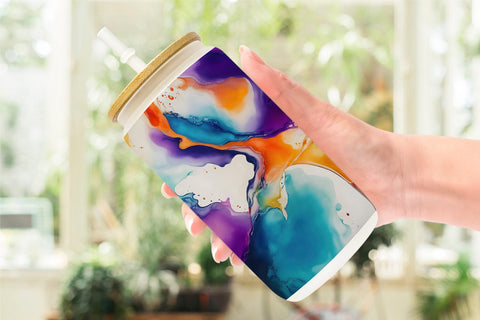 Glass Can Wrap Abstract Boho Alcohol Ink Sublimation artnoy 