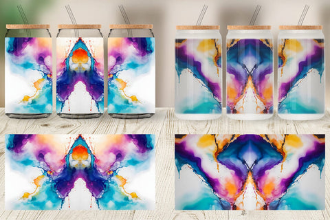 Glass Can Wrap Abstract Boho Alcohol Ink Sublimation artnoy 