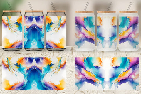 Glass Can Wrap Abstract Boho Alcohol Ink Sublimation artnoy 